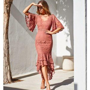Muave laced midi Reyna dress